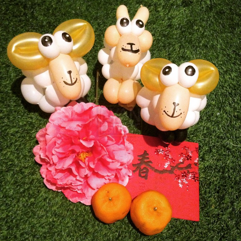 (Year of the Goat/Ram/Sheep! These lovely balloon sculptures were done by my very talented housemate) 