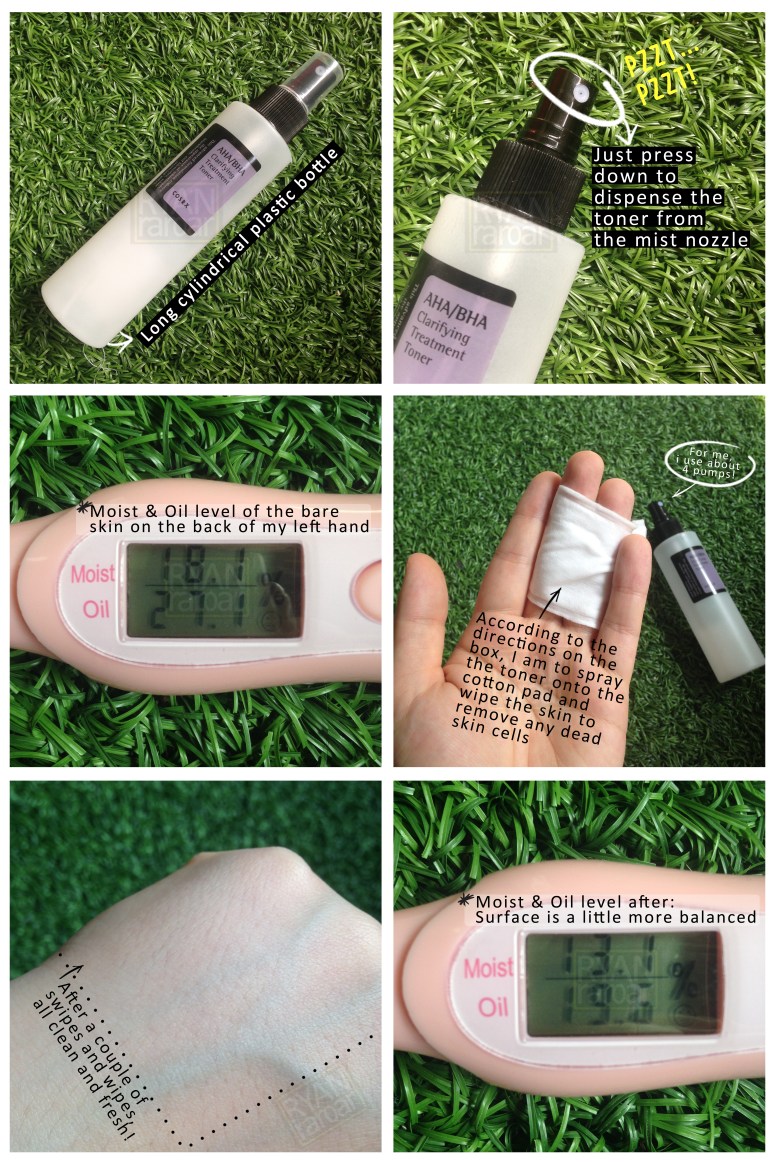 (I tested the AHA/BHA treatment toner on the back of my hand to see how it performs)