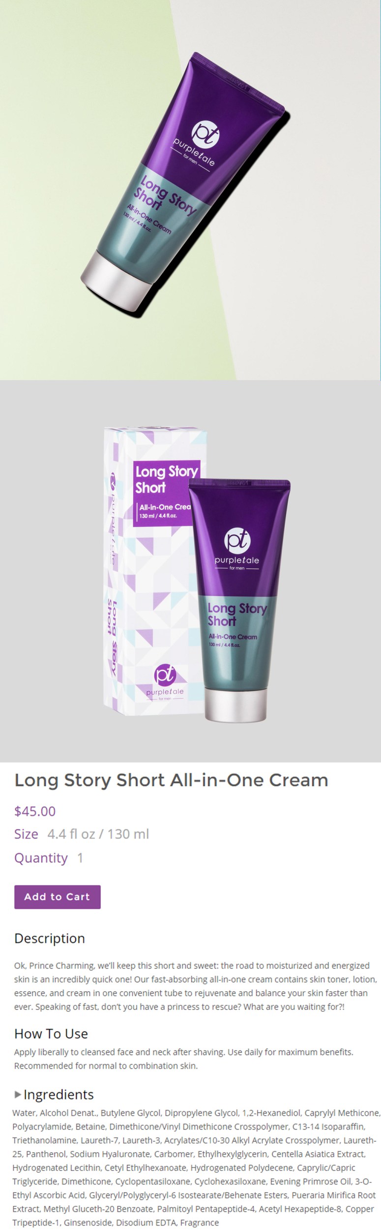 PurpleTale Long Story Short All-in-One Cream (Product info)