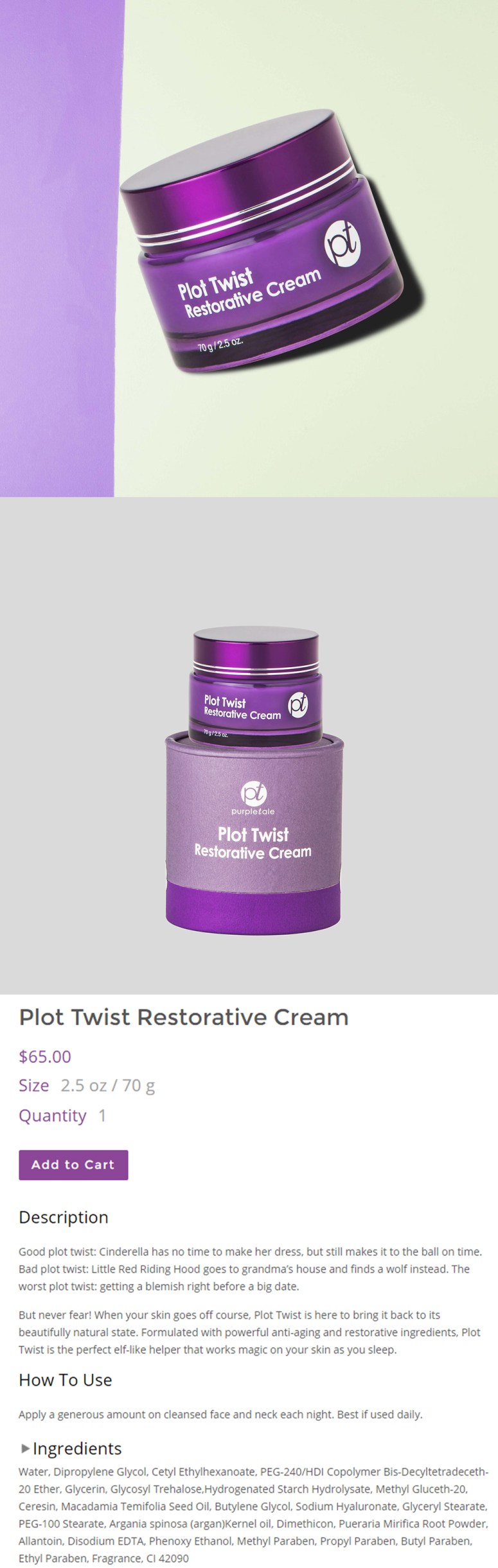 PurpleTale Plot Twist Restorative Cream (Product info)