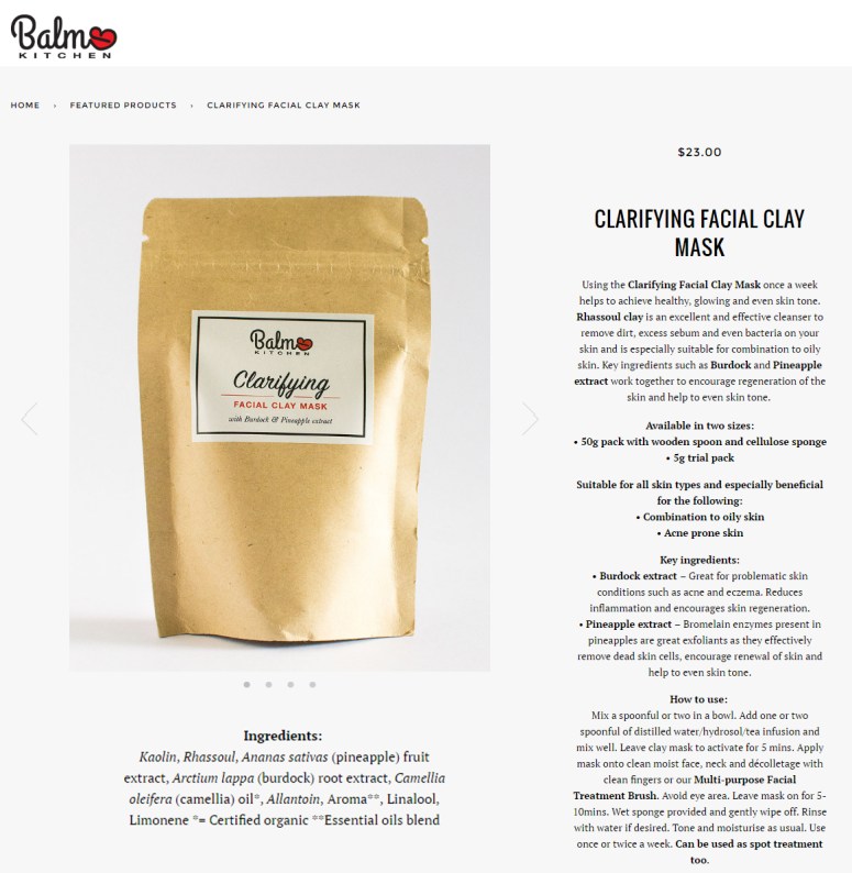 Balm Kitchen Clarifying Facial Clay Mask (Product info)